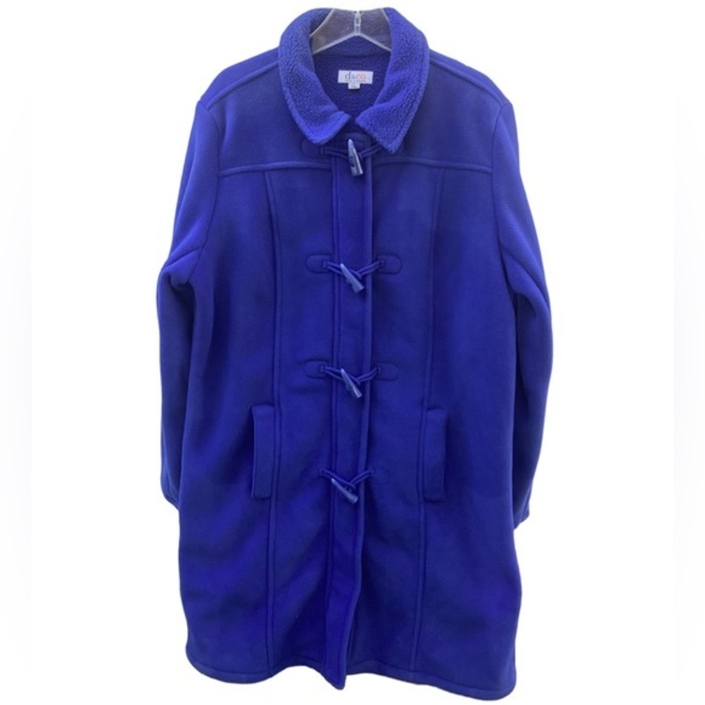 Beautiful Royal Blue Heavy Weight Toggle Double Zipper Long Fleece Coat